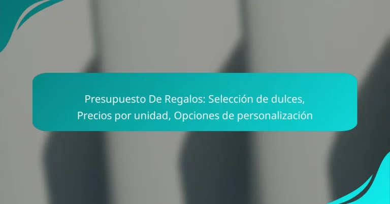 Presupuesto De Regalos: Selección de dulces, Precios por unidad, Opciones de personalización